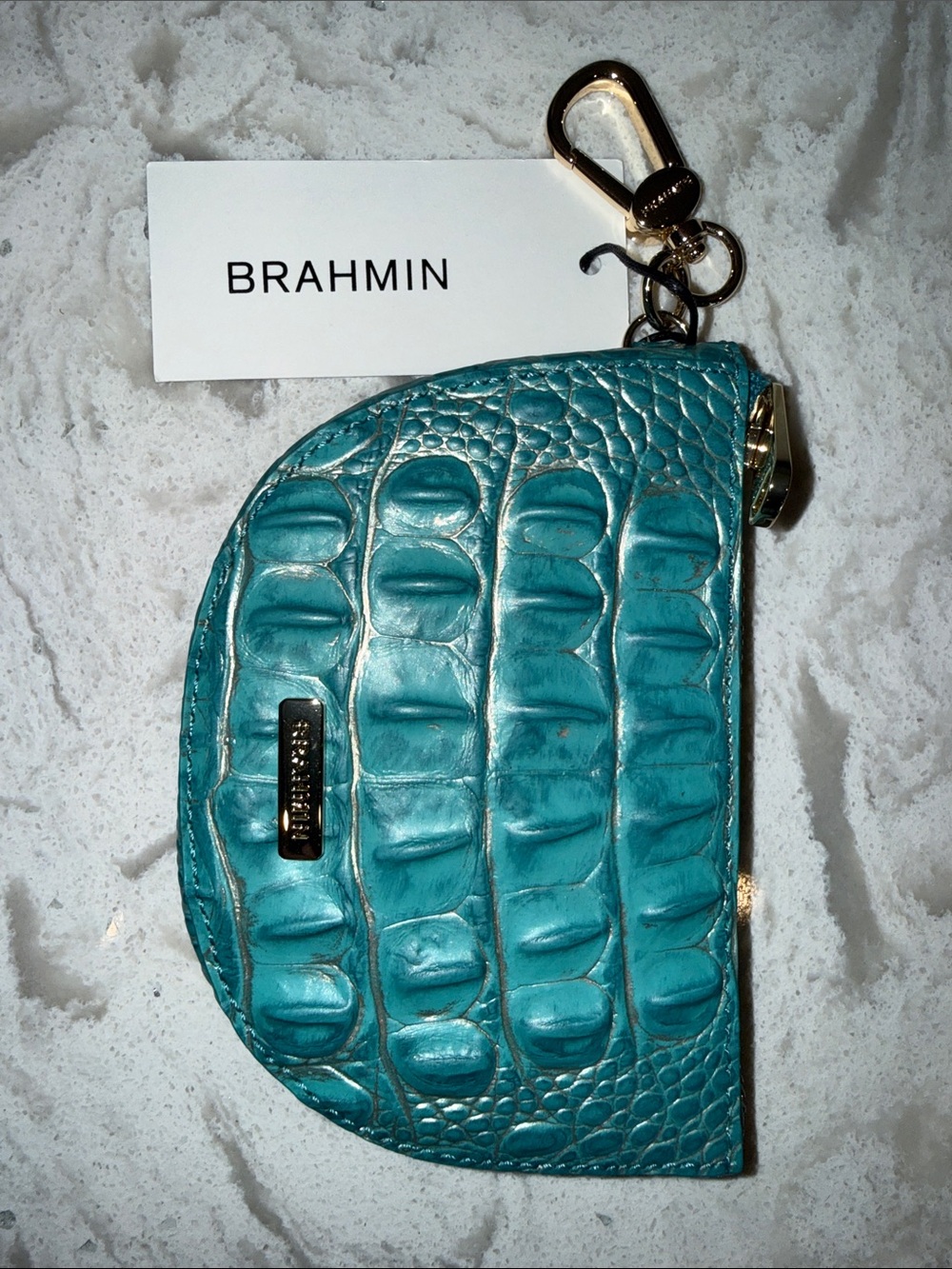 Brahmin Mermaid Turquoise Leather Britt Pouch BRAND NEW! - Picture 3 of 8